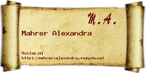 Mahrer Alexandra névjegykártya